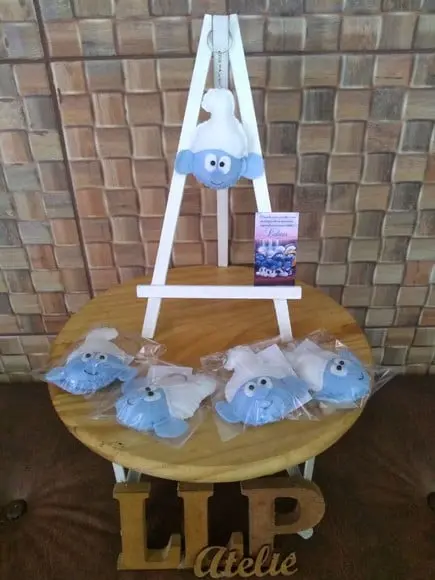 Chaveiro Smurfs em Feltro