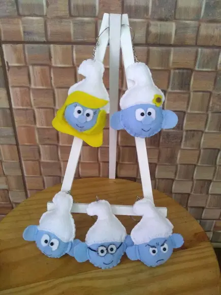 Chaveiro Smurfs em Feltro