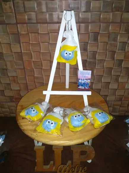 Chaveiro Smurfs em Feltro