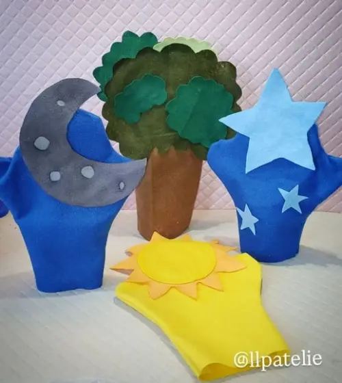 Fantoche de Mão em Feltro Elementos da Natureza