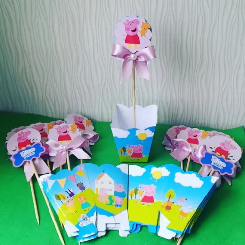 Kit 10 - Cachepô Centro de Mesa Luxo - Pepa Pig