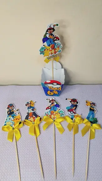 Kit 10 - Cachepo Centro de Mesa Pokémon