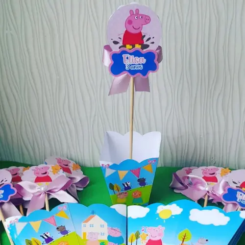 Kit 10 - Cachepô Centro de Mesa Luxo - Pepa Pig