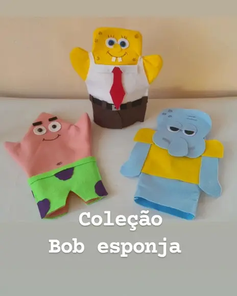 Kit 10 - Fantoche em Feltro - Bob Esponja e Amigos