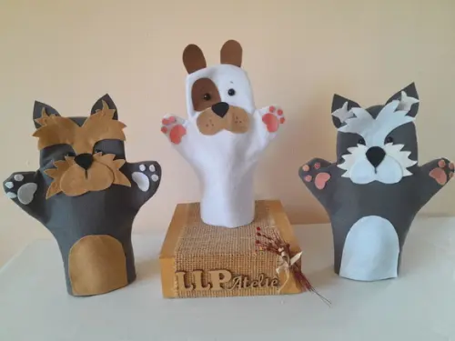 Kit 10 - Fantoche em Feltro - Cachorro / Gato