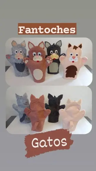 Kit 10 - Fantoche em Feltro - Cachorro / Gato