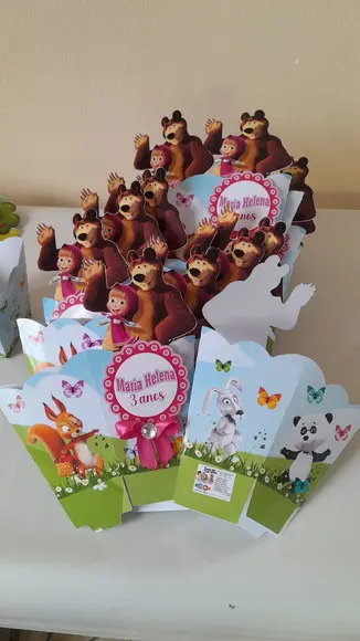 Kit 10 Cachepô Centro de Mesa - Marsha e o Urso Luxo