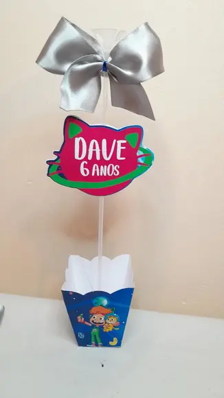 Kit 10 Cachepô Centro de Mesa - Gato Galático com Pega Balão