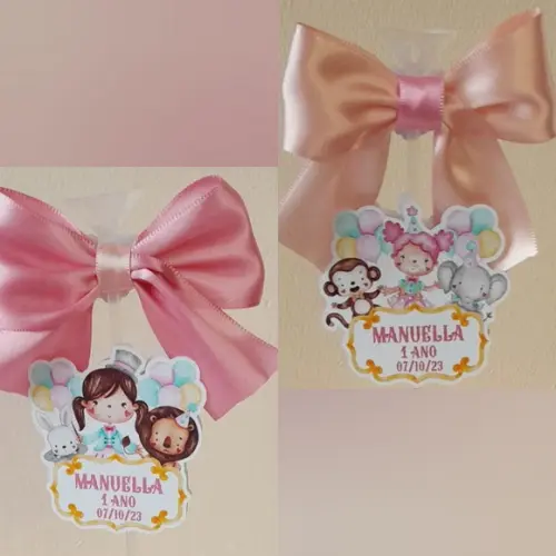 Kit 10 Cachepô Centro de Mesa Circo Rosa Luxo com Pega Balão