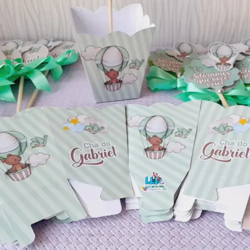 Kit 10 Cachepô Centro de Mesa Luxo - Chá de Bebê Balão Urso