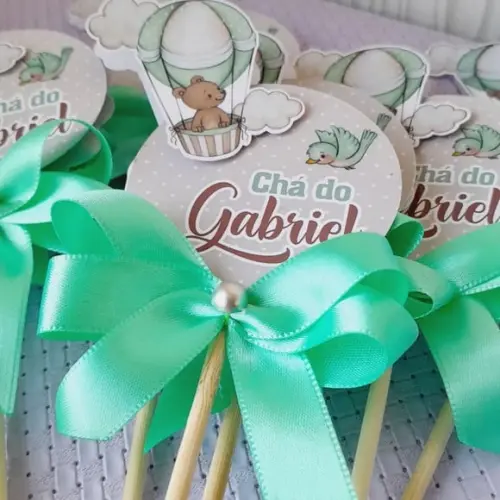 Kit 10 Cachepô Centro de Mesa Luxo - Chá de Bebê Balão Urso