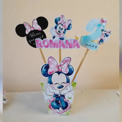 Kit 10 Cachepô Centro de Mesa Luxo - Minnie Jardim Encantado
