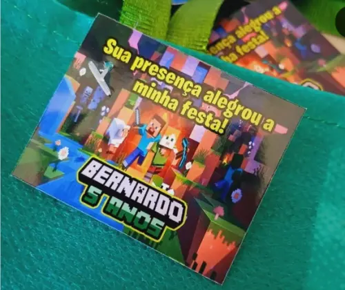 Kit 10 Sacolas em Tnt com Aplique em Feltro Minecraft