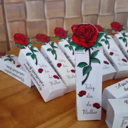 Kit 100 Porta Bis Flor Dia da Mulher ou Dia das Mães