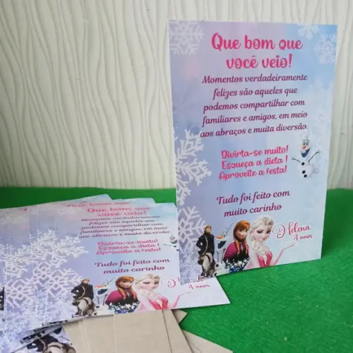 Kit 15 Display Mesa - Placa de Agradecimento Frozen