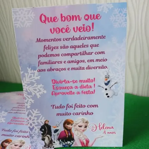 Kit 15 Display Mesa - Placa de Agradecimento Frozen