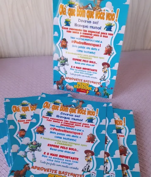 Kit 15 Display Mesa - Placa de Agradecimento Toy Story