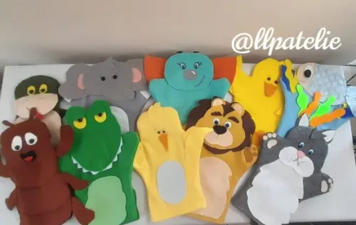 Kit 18 Fantoches em Feltro - Animais Variados