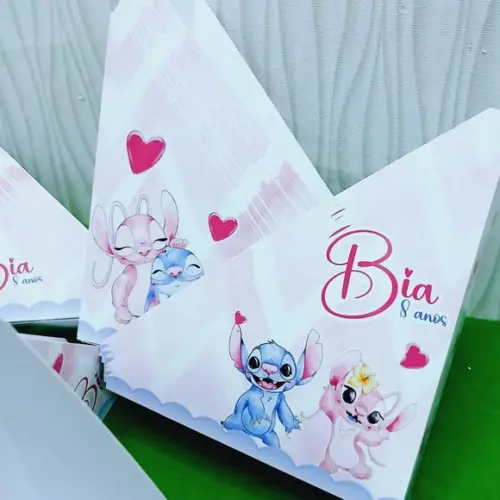 Kit 20 Porta Guardanapos Stitch e Angel