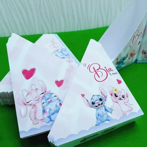 Kit 20 Porta Guardanapos Stitch e Angel