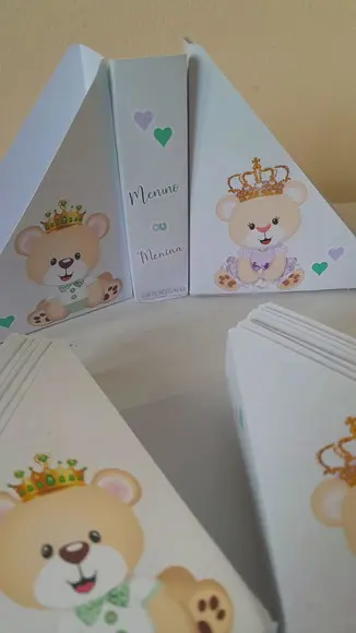 Kit 20 Porta Guardanapos- Urso Príncipe E/ou Ursa Princesa