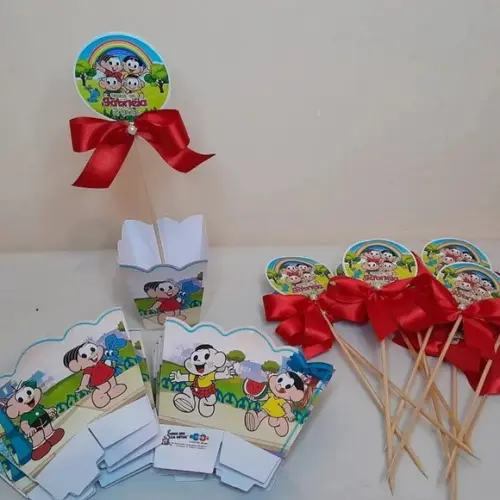 Kit 25 Cachepô Centro de Mesa - Turma da Mônica