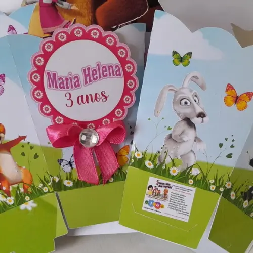 Kit 25 Cachepô Centro de Mesa - Marsha e o Urso Luxo
