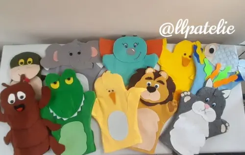 Kit 25 Fantoches em Feltro - Animais Variados