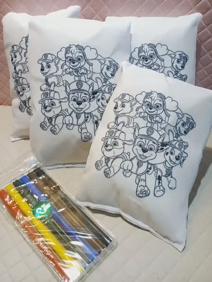 Kit com 10 Almofadas de Colorir c/ Canetinha Patrulha Canina