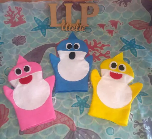 Kit com 10 Baby Shark Fantoche em Feltro