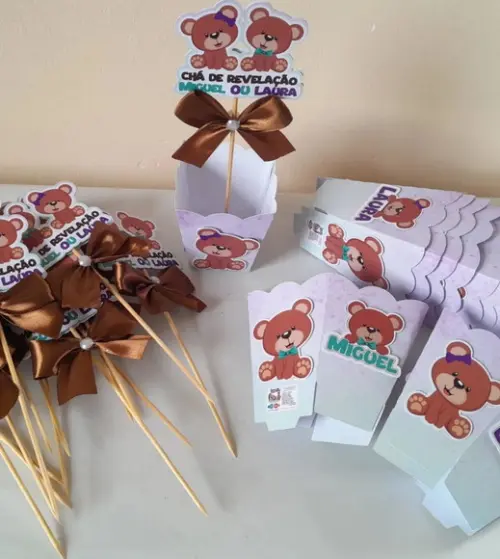 Kit com 10 Cachepô Centro de Mesa - Chá Revelação