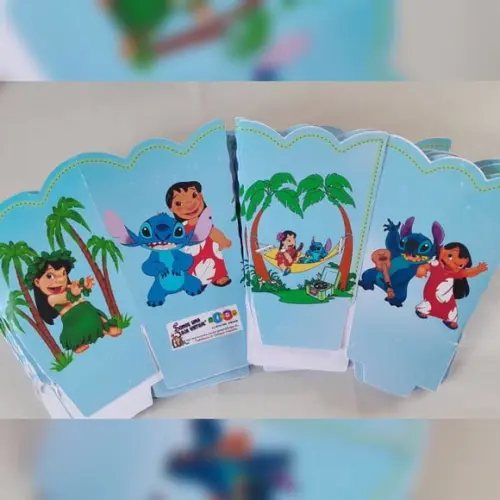 Kit com 10 Cachepô Centro de Mesa - Lilo e Stitch