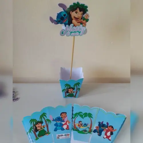 Kit com 10 Cachepô Centro de Mesa - Lilo e Stitch