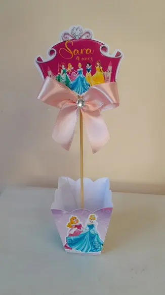 Kit com 10 Cachepô Centro de Mesa - Princesas Disney