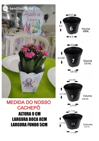 Kit com 10 Cachepô Centro de Mesa - Rabo Sereia