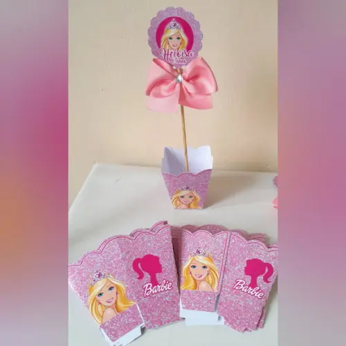 Kit com 10 Cachepô Centro de Mesa Barbie
