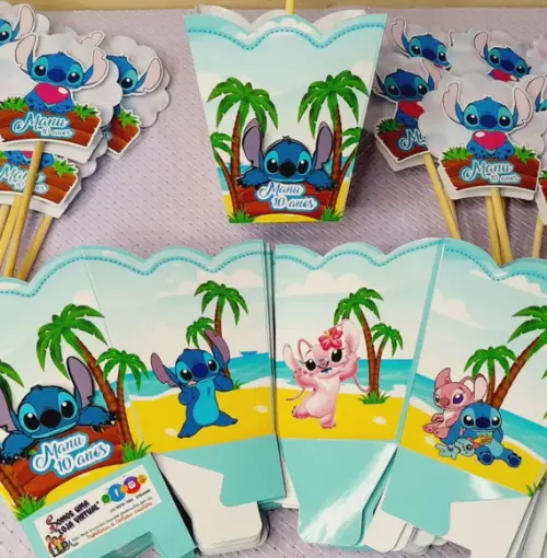 Kit com 10 Cachepô Centro de Mesa Básico - Stitch e Angel