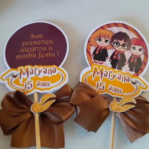 Kit com 10 Cachepô Centro de Mesa Harry Potter Luxo com Laço