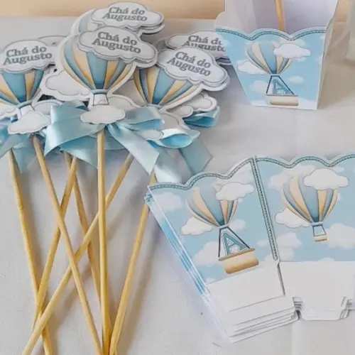 Kit com 10 Cachepô Centro de Mesa Luxo - Chá de Bebê Balão