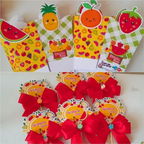 Kit com 10 Cachepô Centro de Mesa Luxo - Frutas