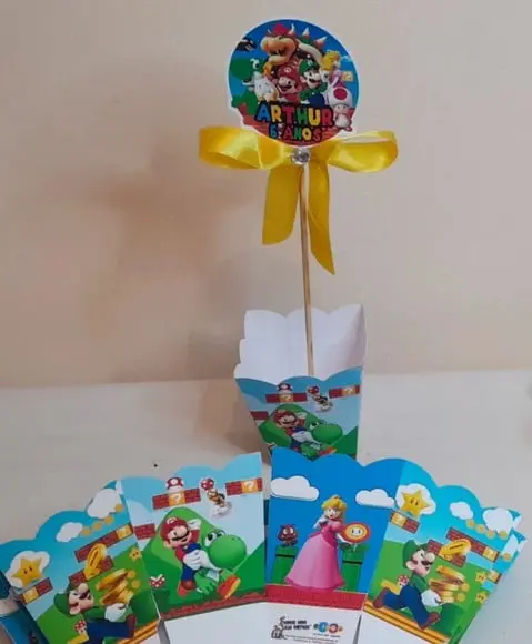 Kit com 10 Cachepô Centro de Mesa- Super Mario e Super Luigi