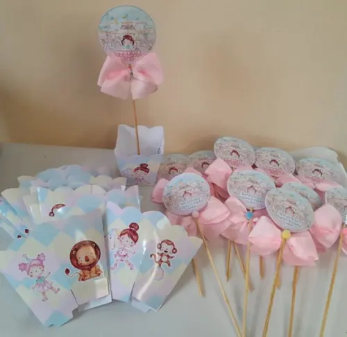 Kit com 10 Cachepot Centro de Mesa - Circo Rosa