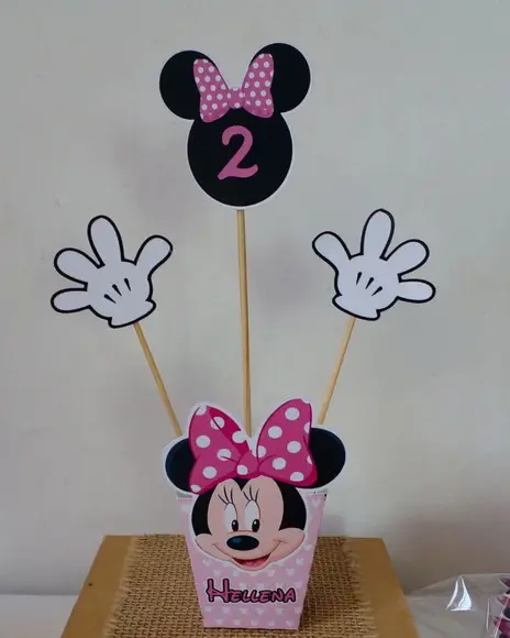 Kit com 10 Cachepot Centro de Mesa - Minnie
