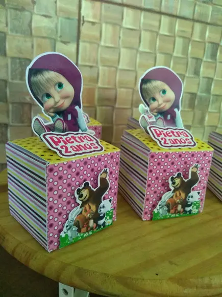 Kit com 10 Caixa Cubo 3d - Marsha e Urso