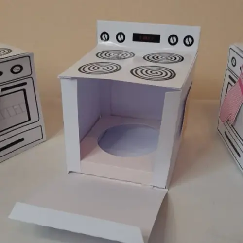 Kit com 10 Caixa Fogão Porta Cupcake Confeitaria
