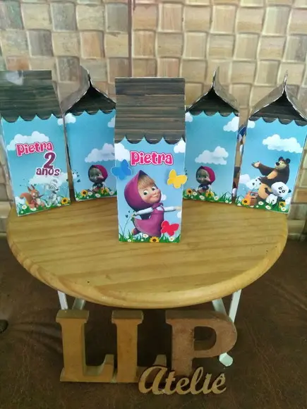 Kit com 10 Caixa Milk 3d - Marsha e Urso
