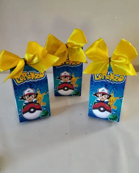 Kit com 10 Caixa Milk Clássica C/laço Pokemon