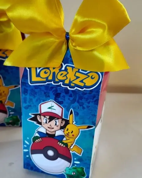 Kit com 10 Caixa Milk Clássica C/laço Pokemon