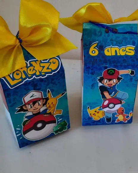 Kit com 10 Caixa Milk Clássica C/laço Pokemon