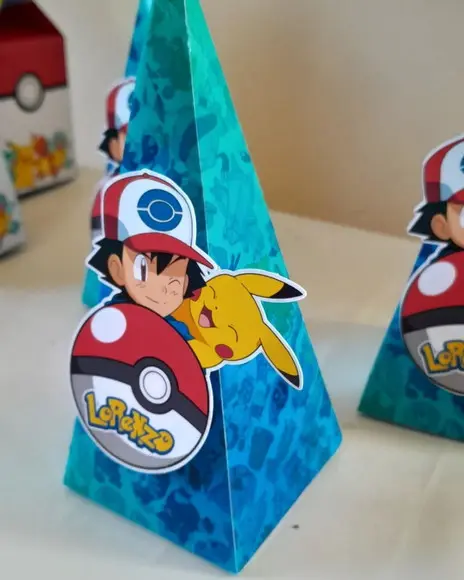 Kit com 10 Caixa Pirâmide 3d -pokemon